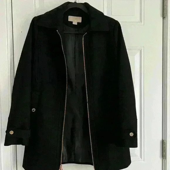 Michael Kors black jacket coat with gold zipper - Picture 2 of 5
